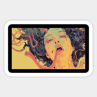 Abstract Trippy Tentacled Lovecraftian Monster Woman Sticker